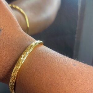 Gold Textured Bangle Bracelet